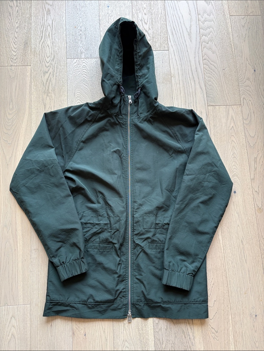 Club Monaco Hooded Windbreaker Jacket in Dark Green Size XS